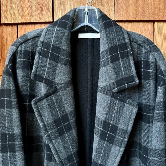 NWOT Vince Plaid Melton Car Coat in Black/Gray Wool Blend in Women's Large - Picture 3 of 16
